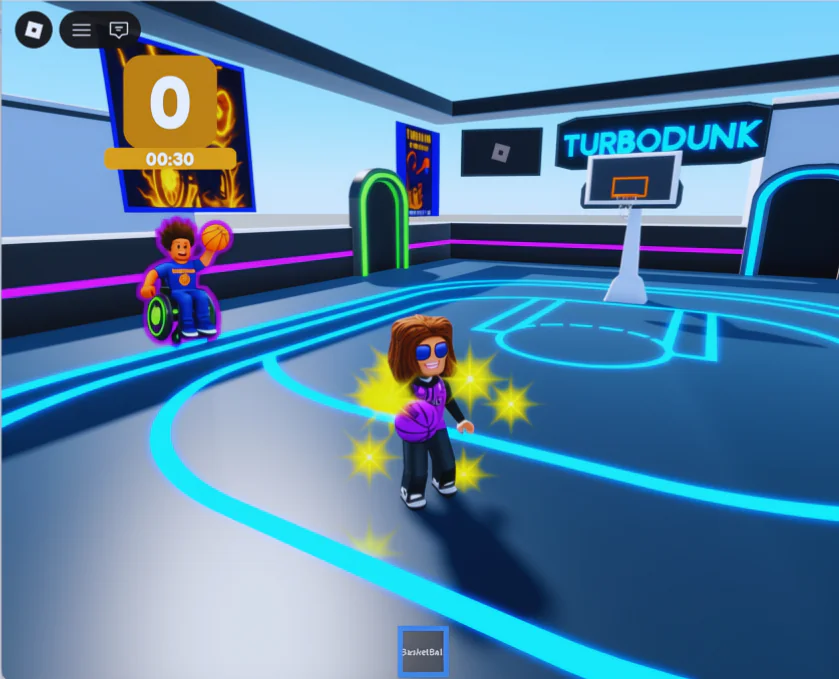 Roblox Dunkiverse basketball court gameplay