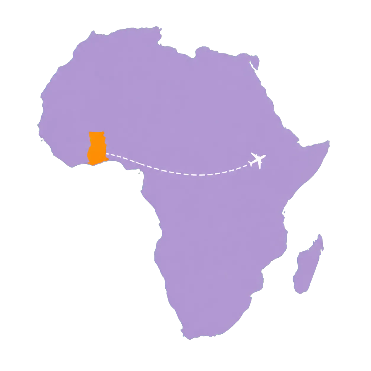 Map of Africa highlighting Ghana